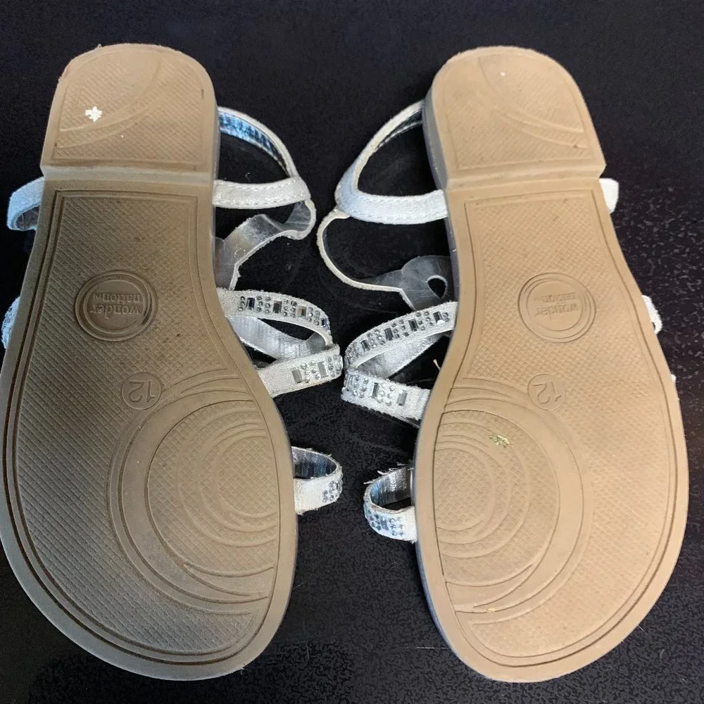 Wonder Nation Silver Strappy Sandals 12